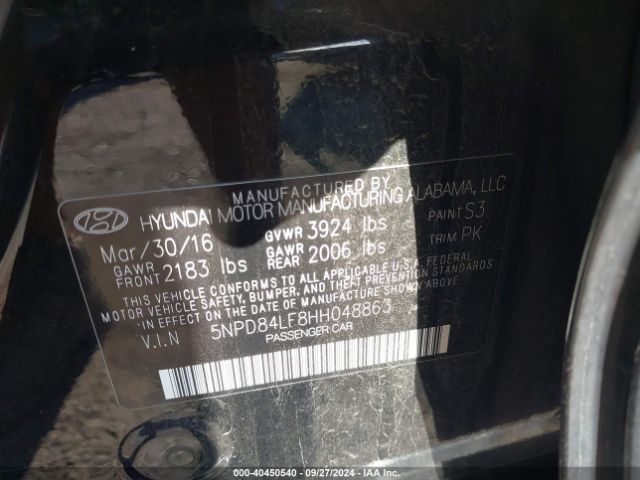 5NPD84LF8HH048863 Hyundai Elantra Limited