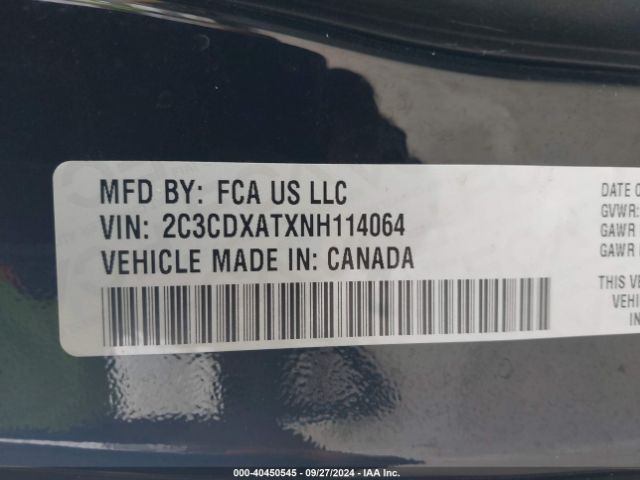 2C3CDXATXNH114064 Dodge Charger Police Rwd