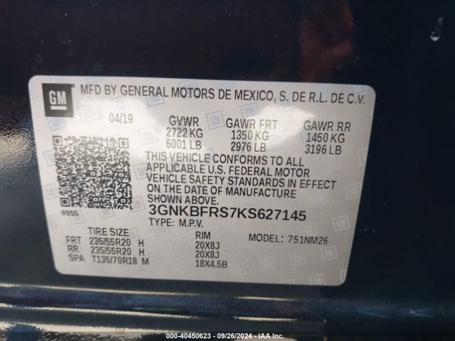 3GNKBFRS7KS627145 Chevrolet Blazer Premier