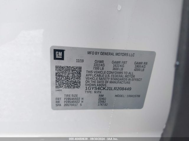 1GYS4CKJ1LR208449 Cadillac Escalade 4wd Premium Luxury
