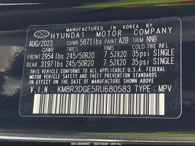 2024 HYUNDAI PALISADE KM8R3DGE5RU680583 Photo 8
