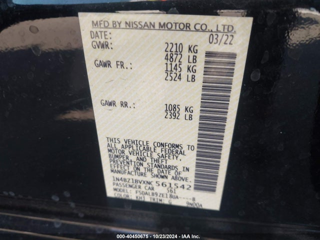Nissan Leaf S Plus 62 Kwh 2022 1N4BZ1BVXNC561542 Image 9