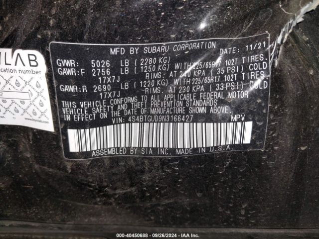 4S4BTGUD9N3166427 Subaru Outback Wilderness