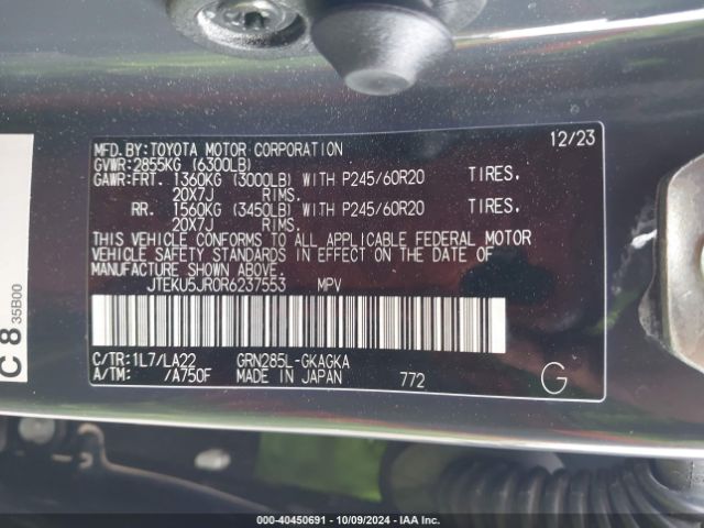 JTEKU5JR0R6237553 Toyota 4runner Limited
