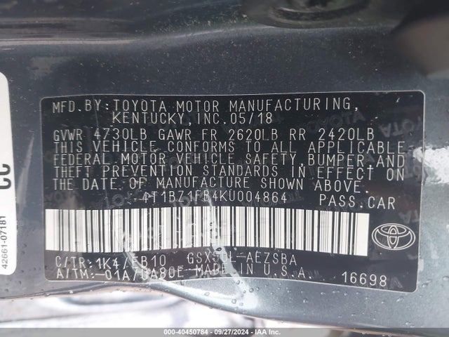 Toyota Avalon Touring 2019 4T1BZ1FB4KU004864 Image 9