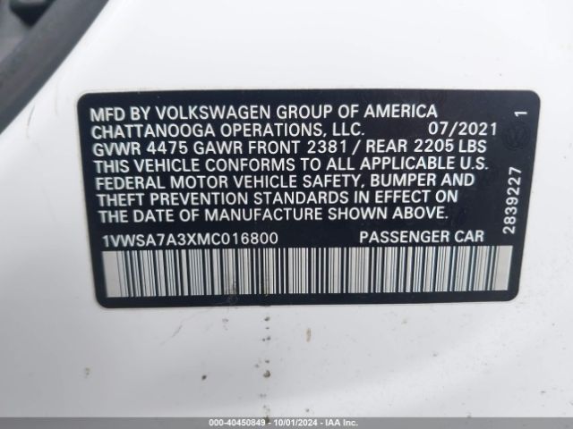 1VWSA7A3XMC016800 Volkswagen Passat 2.0t Se