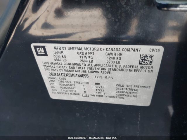 2GNALCEK0H6184695 Chevrolet EQUINOX LT