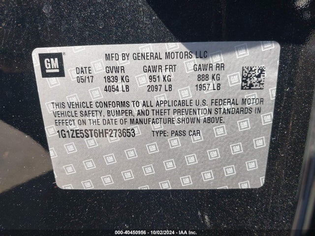 1G1ZE5ST6HF273653 Chevrolet MALIBU 1LT