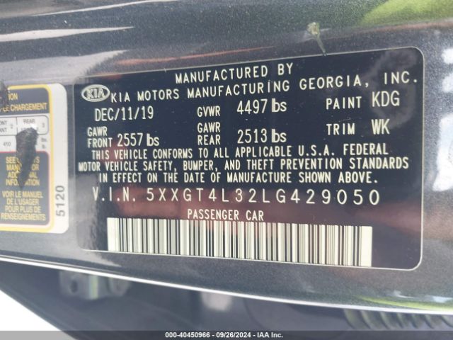 2020 KIA OPTIMA 5XXGT4L32LG429050 Photo 8