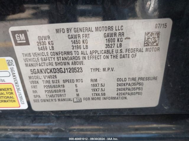 5GAKVCKD3GJ120523 Buick Enclave Premium