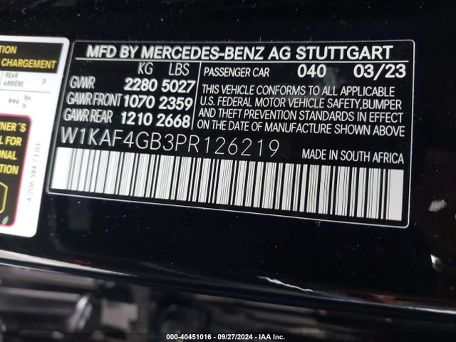 W1KAF4GB3PR126219 Mercedes-Benz C 300 Sedan