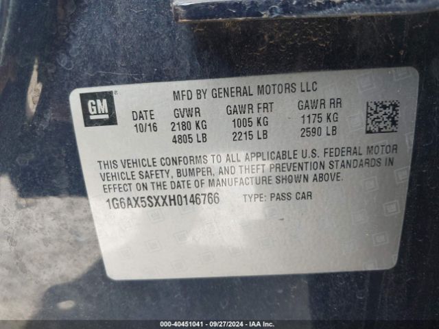 1G6AX5SXXH0146766 Cadillac CTS LUXURY