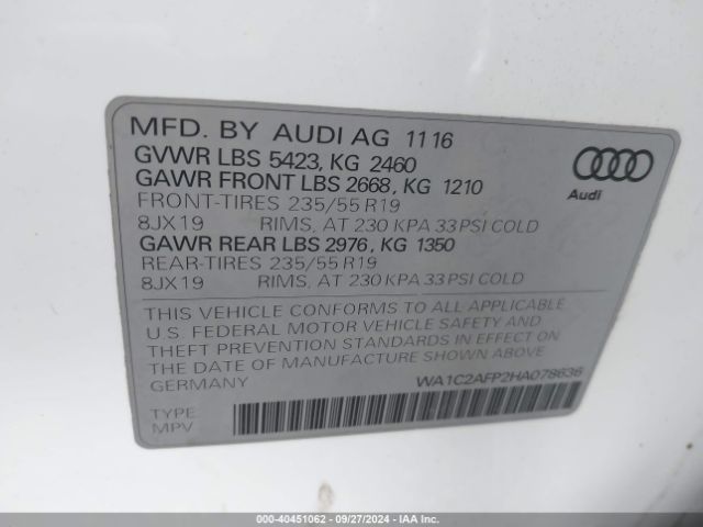 WA1C2AFP2HA078636 Audi Q5 2.0t Premium