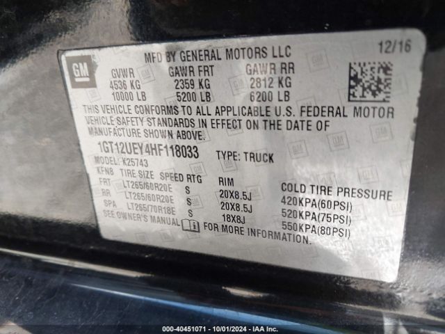 1GT12UEY4HF118033 GMC Sierra 2500hd Denali