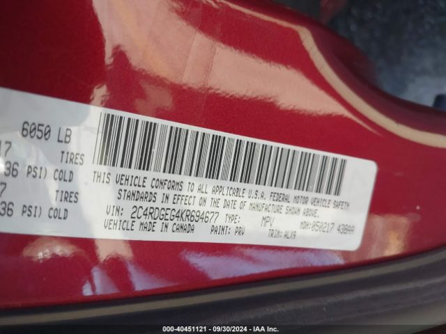 2C4RDGEG4KR694677 Dodge Grand Caravan Gt