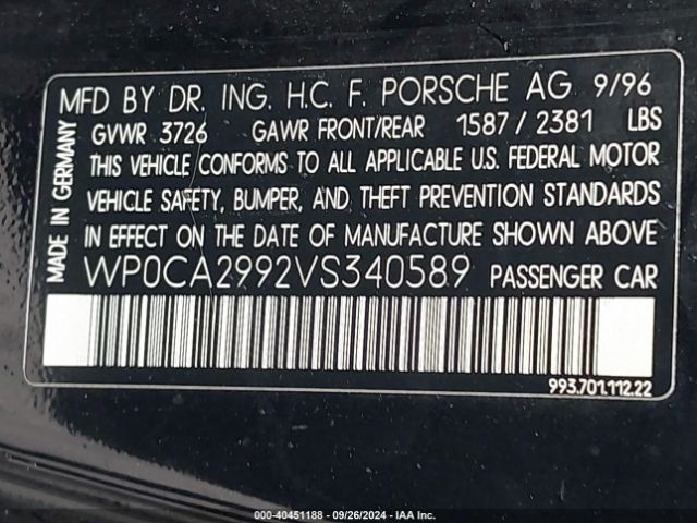 1997 PORSCHE 911 WP0CA2992VS340589 Photo 8