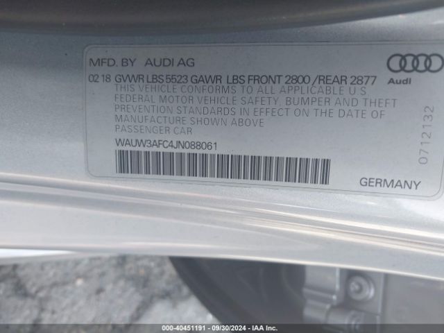 WAUW3AFC4JN088061 Audi A7 3.0t Premium Plus