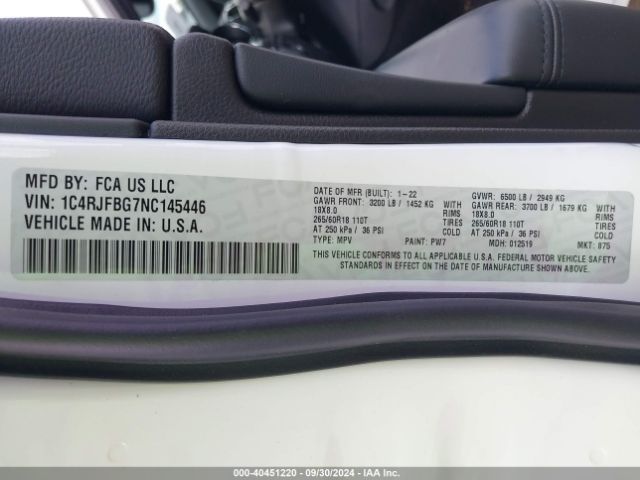 1C4RJFBG7NC145446 Jeep Grand Cherokee Wk Limited 4x4