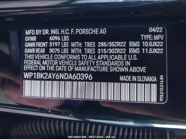2022 PORSCHE CAYENNE COUPE WP1BK2AY6NDA60396 Photo 8