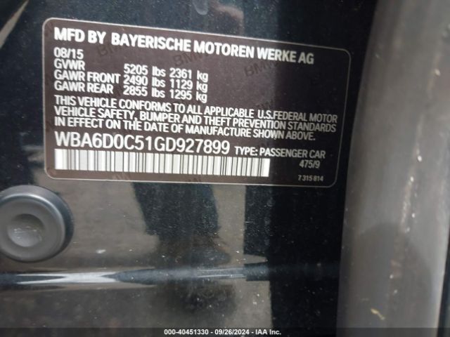 WBA6D0C51GD927899 BMW 640i Gran Coupe