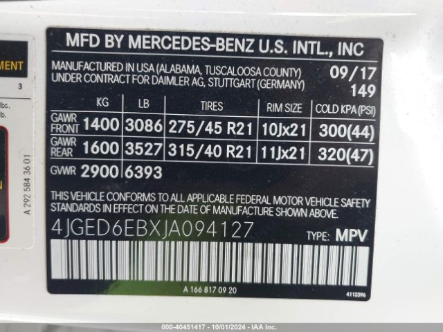 4JGED6EBXJA094127 Mercedes-Benz Amg Gle 43 Coupe 4matic