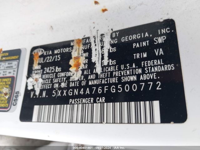 5XXGN4A76FG500772 KIA OPTIMA EX