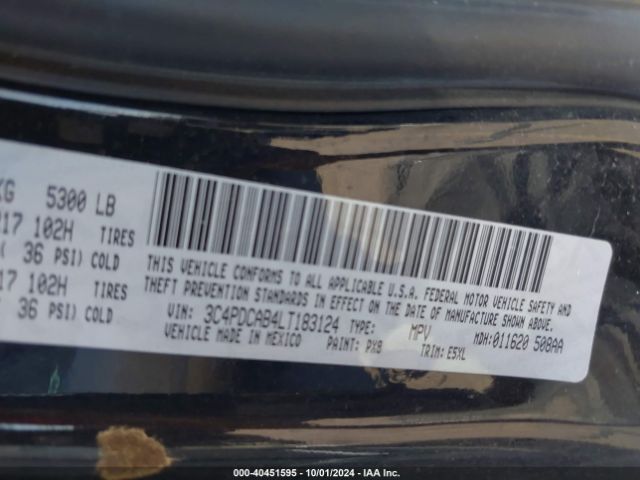3C4PDCAB4LT183124 Dodge Journey Se Value