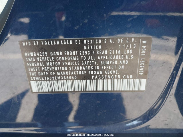 3VWLL7AJ3EM388640 Volkswagen Jetta 2.0l Tdi