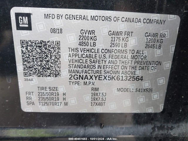 Chevrolet Equinox Premier 2019 2GNAXYEX5K6132564 Image 9
