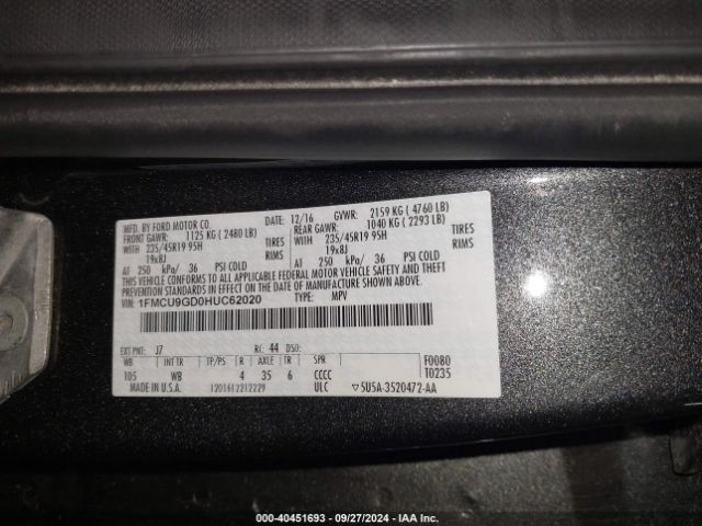 1FMCU9GD0HUC62020 Ford ESCAPE SE