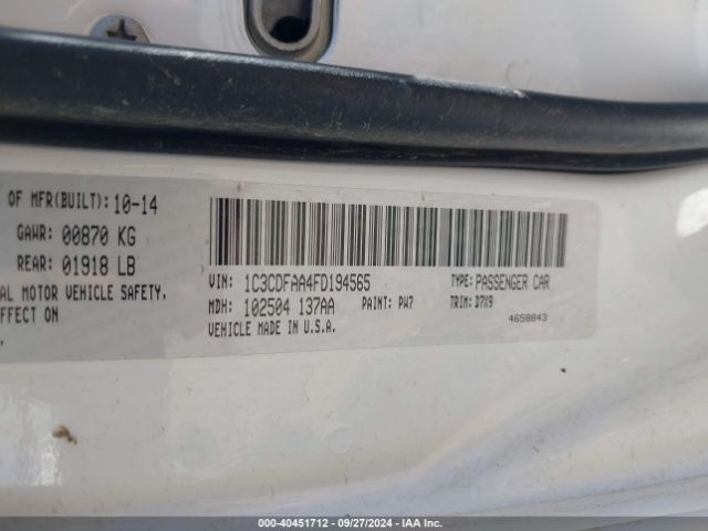 1C3CDFAA4FD194565 Dodge DART SE