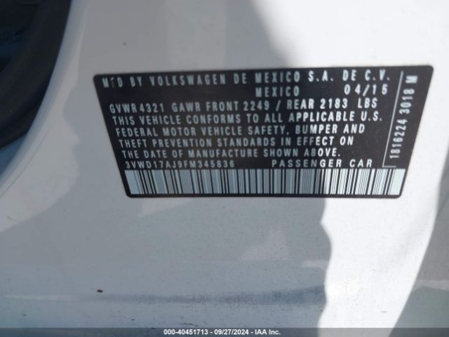 3VWD17AJ9FM345836 Volkswagen Jetta 1.8t Sport