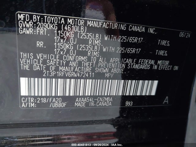 Toyota Rav4 Xle 2024 2T3P1RFV6RW472411 Image 9