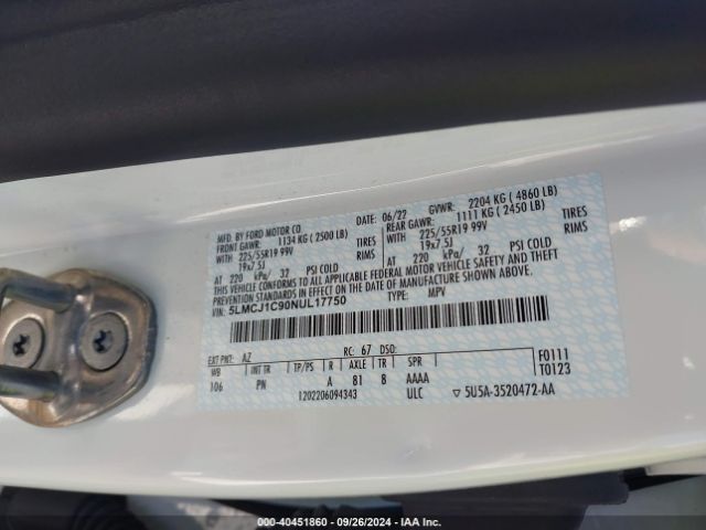 5LMCJ1C90NUL17750 Lincoln Corsair Standard
