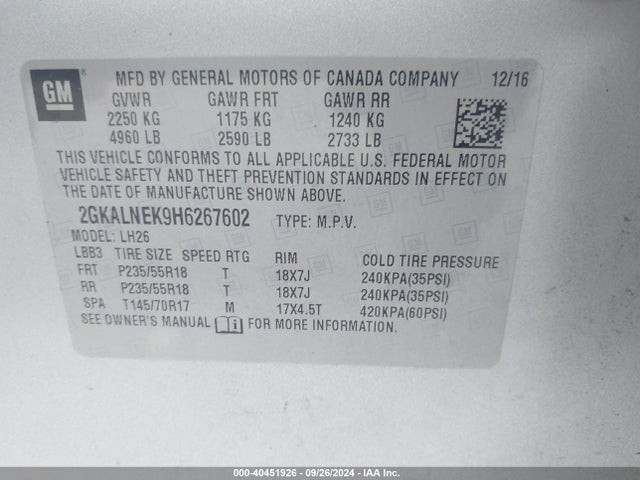 2GKALNEK9H6267602 GMC Terrain Sle-2