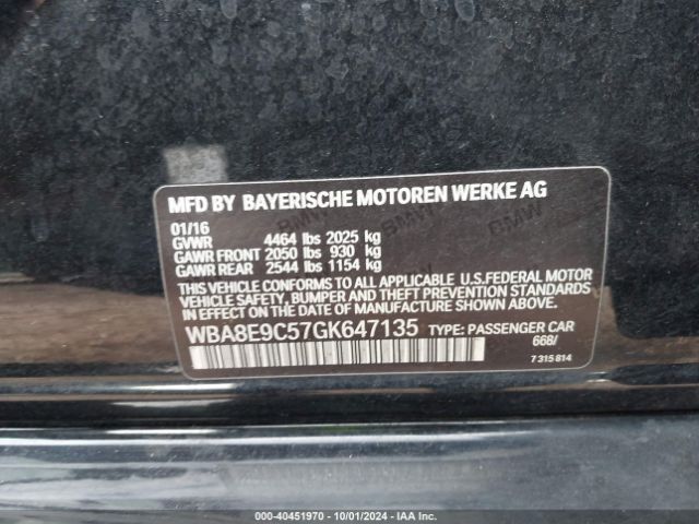 WBA8E9C57GK647135 BMW 328I