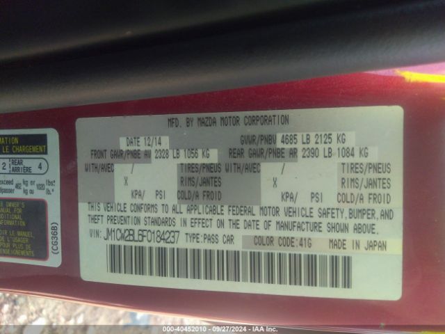 JM1CW2BL6F0184237 Mazda Mazda5 Sport