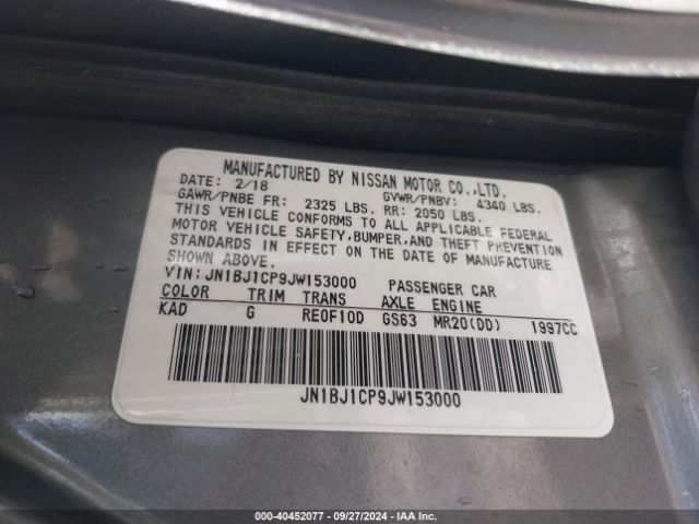 JN1BJ1CP9JW153000 Nissan Rogue Sport Sv