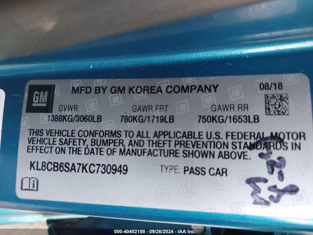 Chevrolet Spark Ls Cvt 2019 KL8CB6SA7KC730949 Image 9