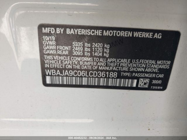 WBAJA9C06LCD36188 BMW 530e Iperformance