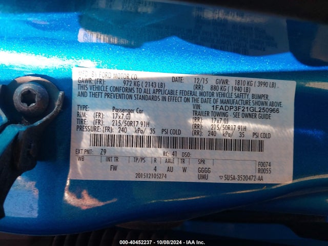 Ford FOCUS SE 2016 1FADP3F21GL250966 Image 9