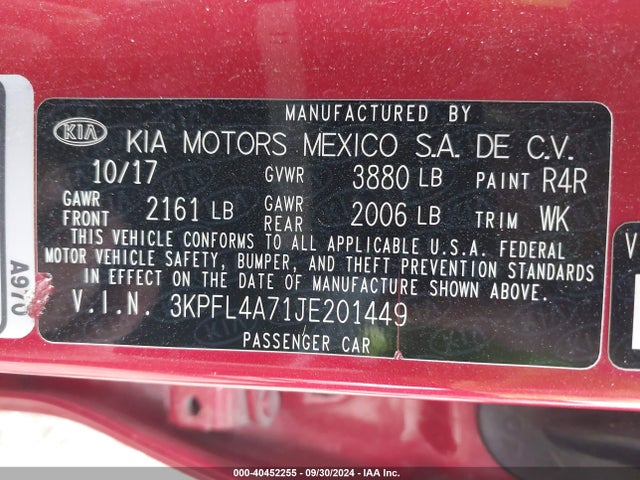KIA FORTE S 2018 3KPFL4A71JE201449 Image 9