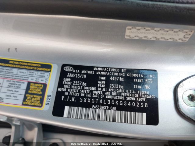 5XXGT4L30KG340298 KIA Optima Lx