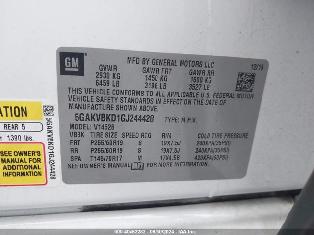 5GAKVBKD1GJ244428 Buick Enclave Leather