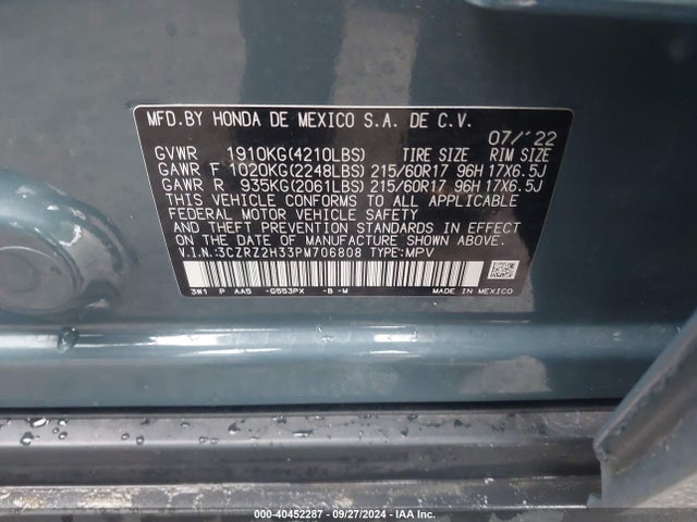 Honda Hr-v Awd Lx 2023 3CZRZ2H33PM706808 Image 9