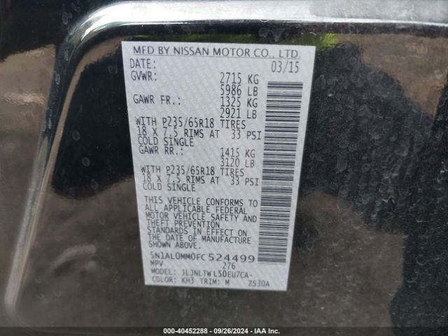5N1AL0MM0FC524499 Infiniti QX60