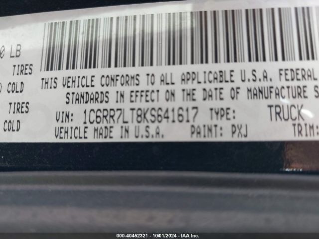 1C6RR7LT8KS641617 RAM 1500 Classic Big Horn  4x4 5'7 Box