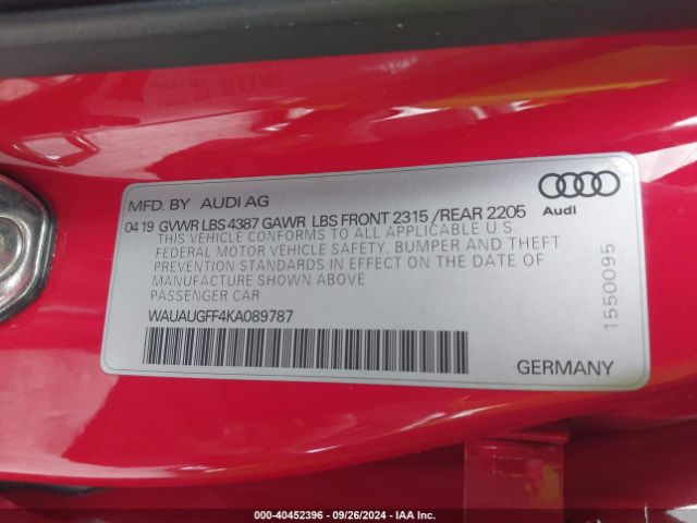 WAUAUGFF4KA089787 Audi A3 40 Premium/40 Titanium Premium