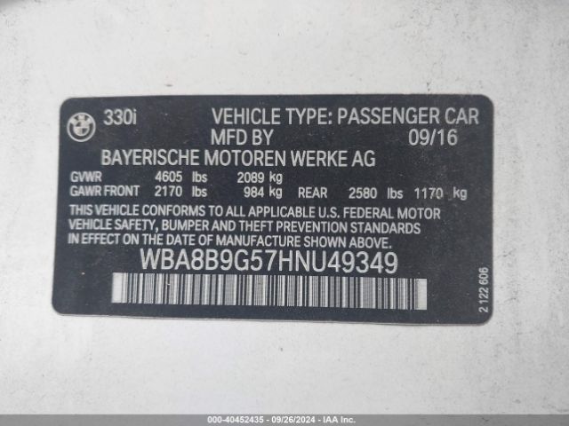 WBA8B9G57HNU49349 BMW 330I