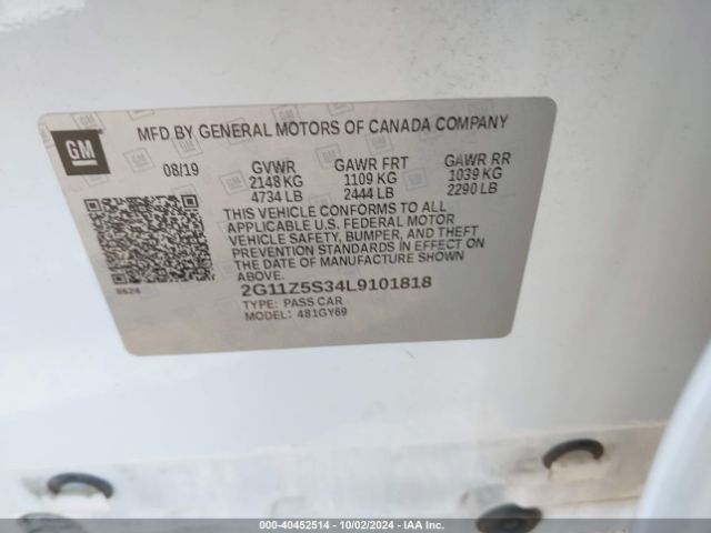2G11Z5S34L9101818 Chevrolet Impala Fwd Lt